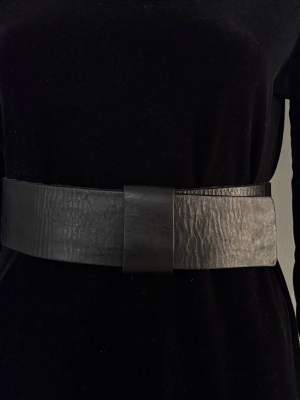 Ada Black Wide Leather Waist Belt